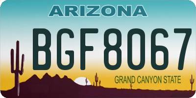 AZ license plate BGF8067
