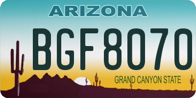 AZ license plate BGF8070