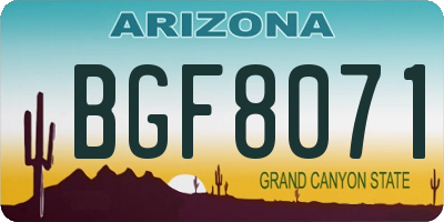 AZ license plate BGF8071