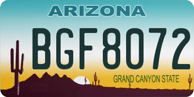 AZ license plate BGF8072