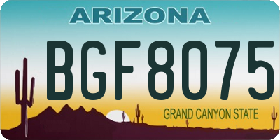 AZ license plate BGF8075