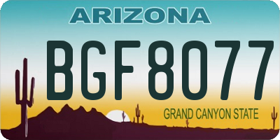 AZ license plate BGF8077