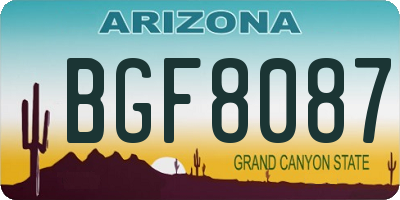 AZ license plate BGF8087