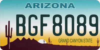 AZ license plate BGF8089