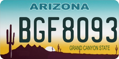 AZ license plate BGF8093