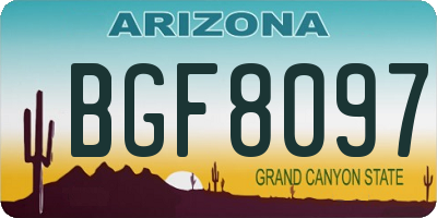 AZ license plate BGF8097