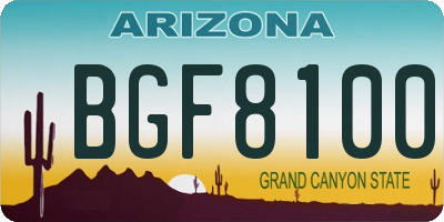 AZ license plate BGF8100