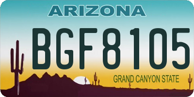 AZ license plate BGF8105