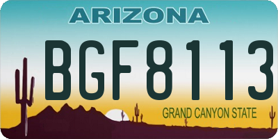AZ license plate BGF8113