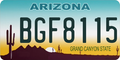 AZ license plate BGF8115