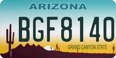 AZ license plate BGF8140