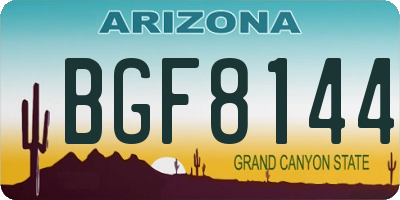 AZ license plate BGF8144