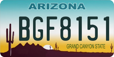 AZ license plate BGF8151