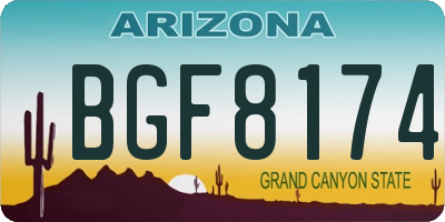 AZ license plate BGF8174