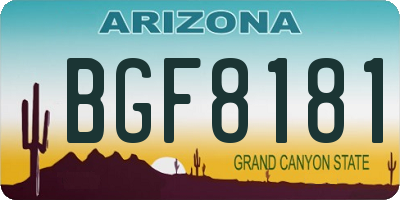 AZ license plate BGF8181