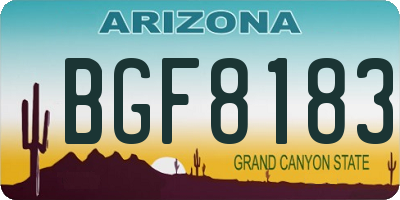 AZ license plate BGF8183