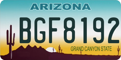 AZ license plate BGF8192