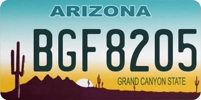 AZ license plate BGF8205