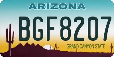 AZ license plate BGF8207
