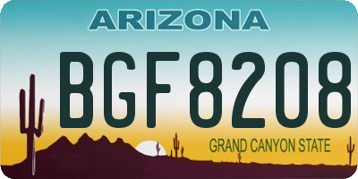 AZ license plate BGF8208