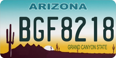 AZ license plate BGF8218