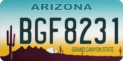 AZ license plate BGF8231