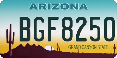 AZ license plate BGF8250