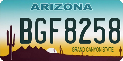 AZ license plate BGF8258