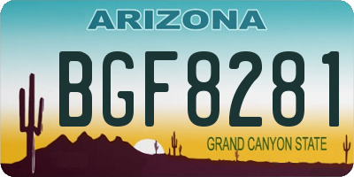 AZ license plate BGF8281