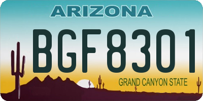 AZ license plate BGF8301