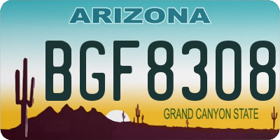 AZ license plate BGF8308