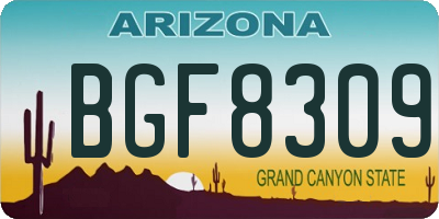 AZ license plate BGF8309