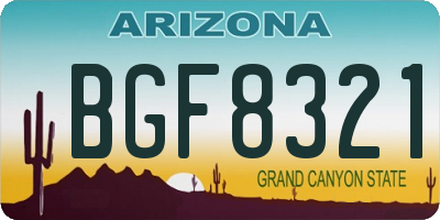 AZ license plate BGF8321