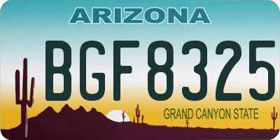 AZ license plate BGF8325