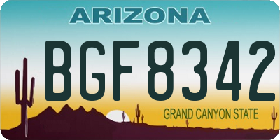 AZ license plate BGF8342
