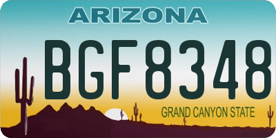 AZ license plate BGF8348