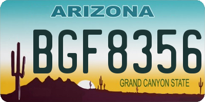 AZ license plate BGF8356