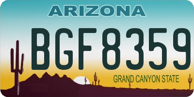 AZ license plate BGF8359