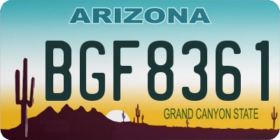 AZ license plate BGF8361