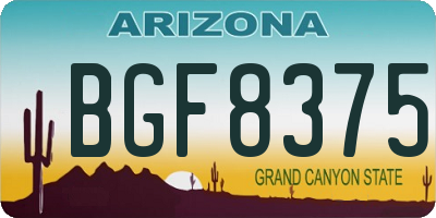 AZ license plate BGF8375