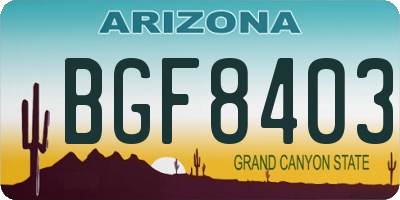 AZ license plate BGF8403