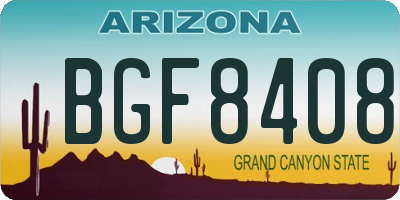 AZ license plate BGF8408