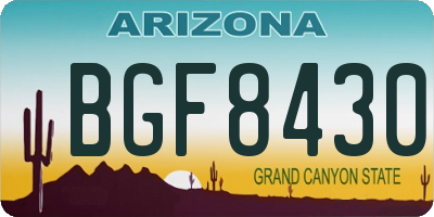 AZ license plate BGF8430