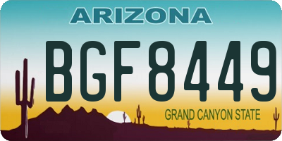 AZ license plate BGF8449