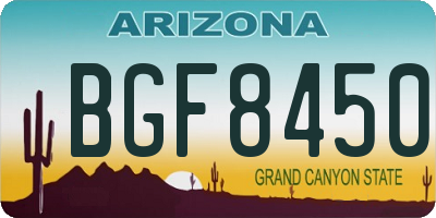 AZ license plate BGF8450