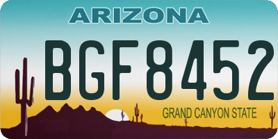 AZ license plate BGF8452