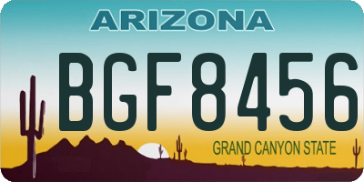 AZ license plate BGF8456
