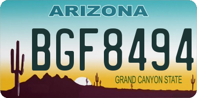 AZ license plate BGF8494