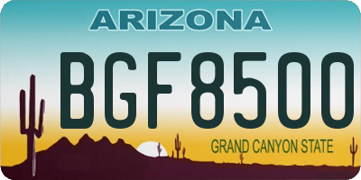 AZ license plate BGF8500