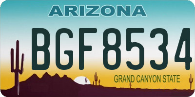 AZ license plate BGF8534